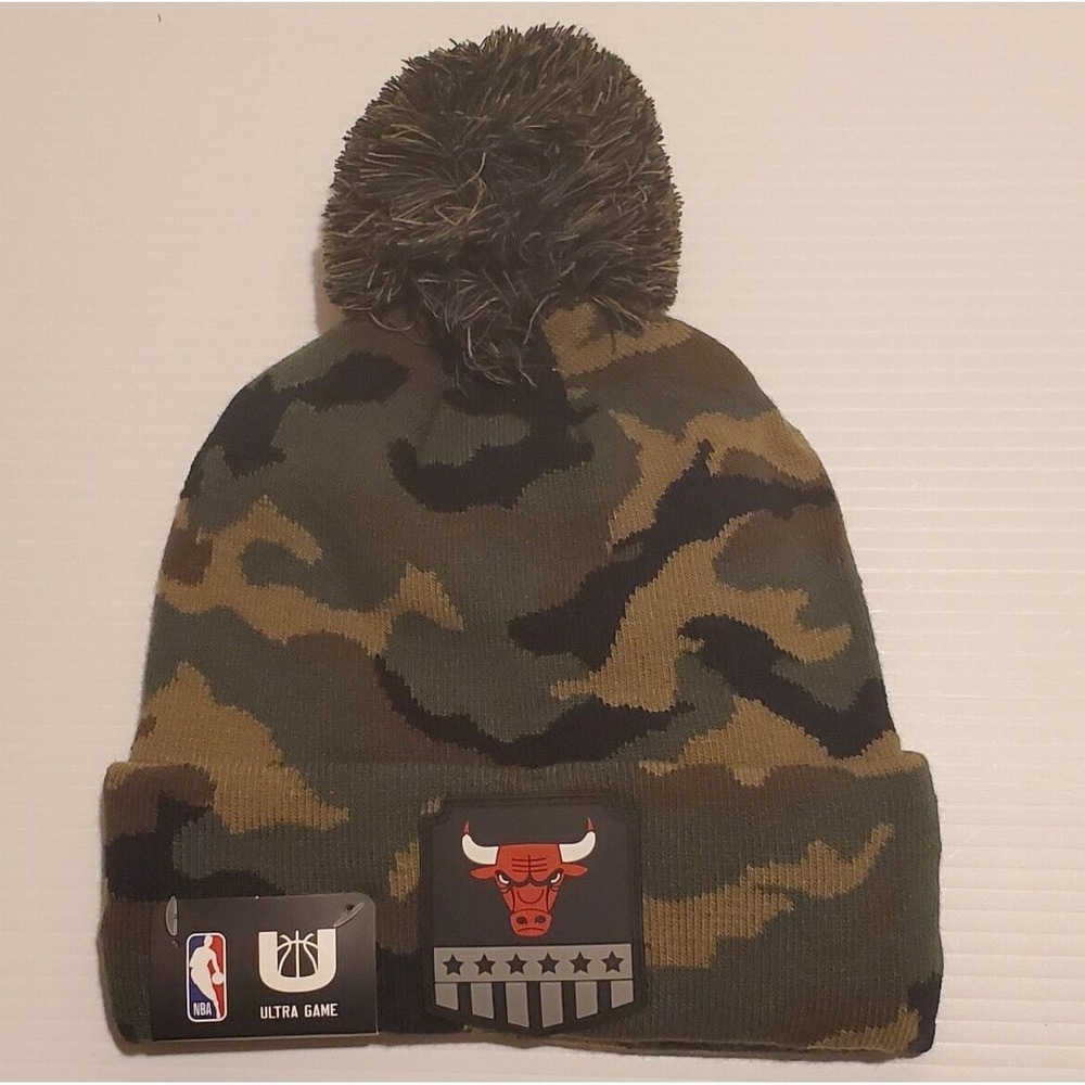 NEW Chicago Bulls NBA Salute to Service Camouflage Winter Beanie OSFM Hat Cap